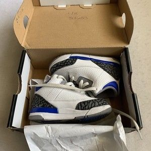 Nike Air Jordan 3 Retro TD Racer Blue White Toddler Size 7c Preowned